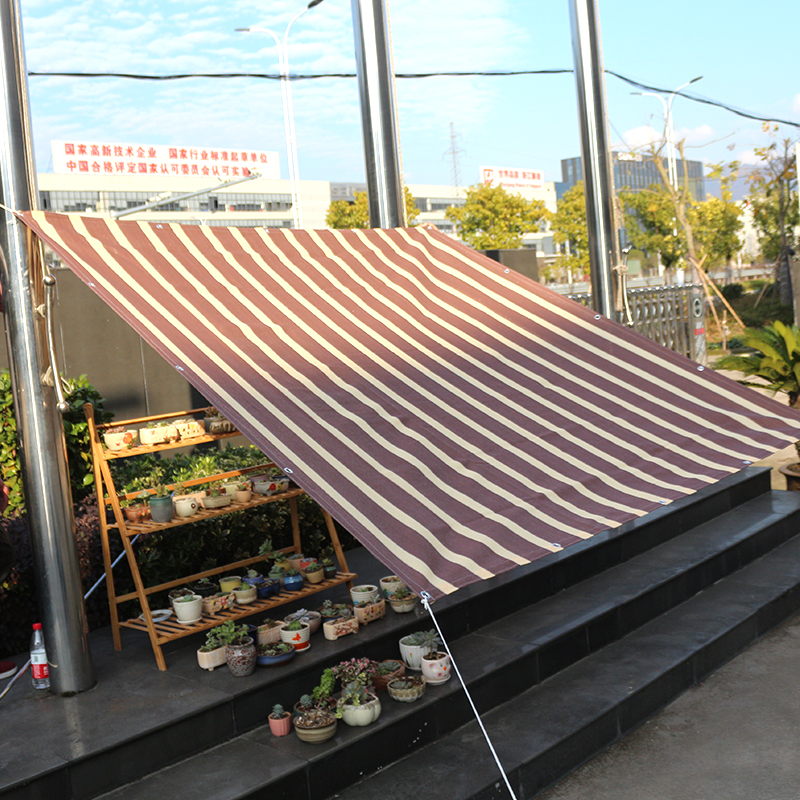 Brown And White Striped Sun Shade Balcony  Screen